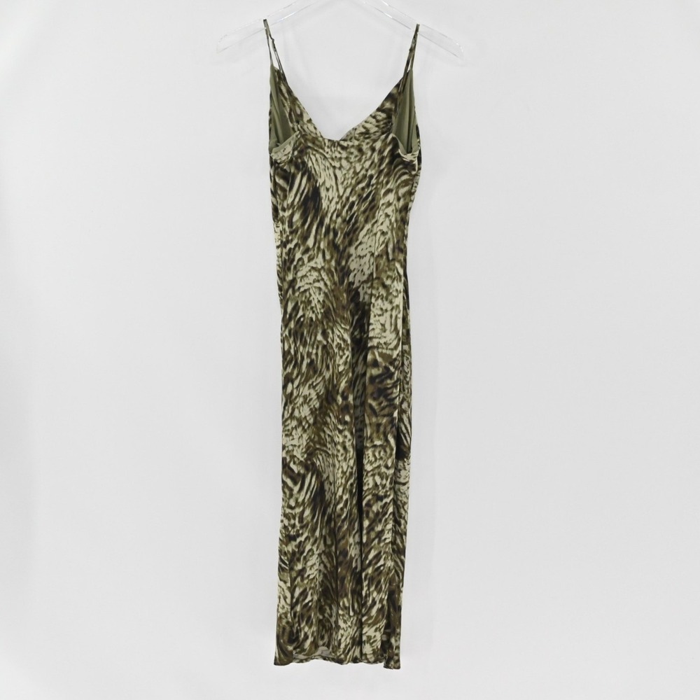 Good‎ American Jungle Slip Dress Womens Size M Midi Whimsical Cowl Neck Stretch - Picture 3 of 14